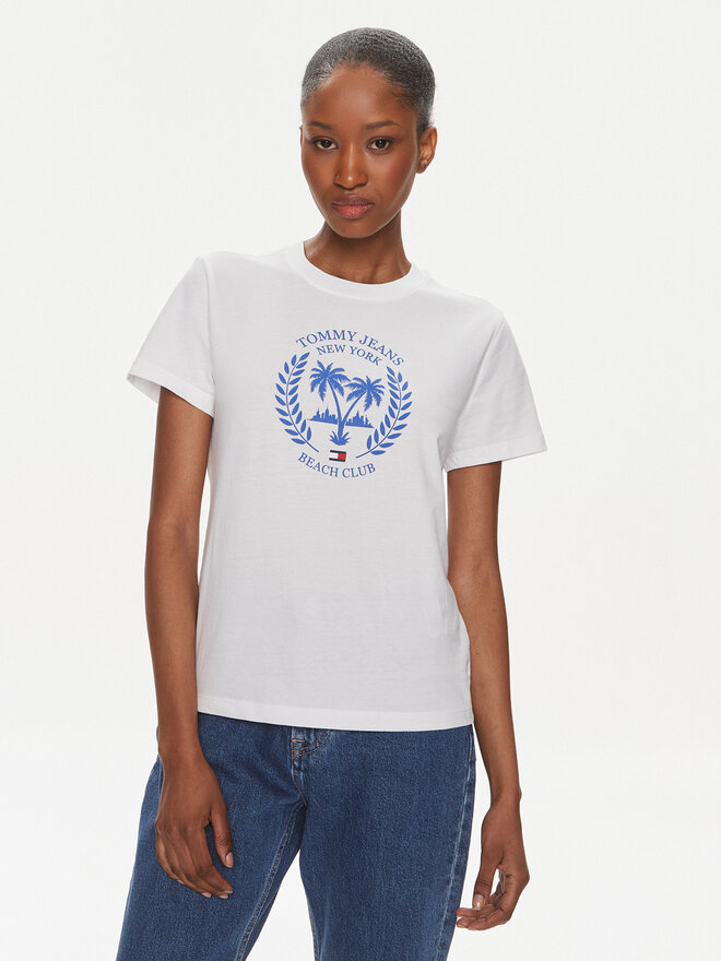 Tommy Jeans Tommy Jeans Marškinėliai Prep Luxe DW0DW17835 Balta Regular Fit