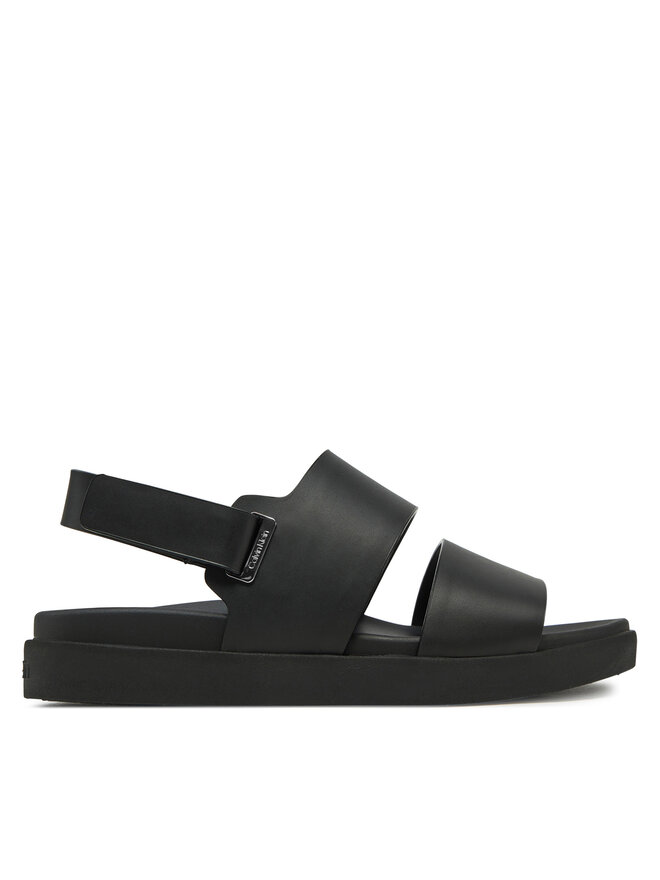 Calvin Klein Sandały Calvin Klein Flat Adj Sandal Eyelet HW0HW02488 Czarny