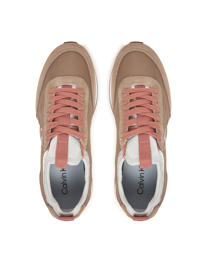 Calvin Klein Сникърси Calvin Klein Retro Runner Sock Laceup Mix Mat YW0YW02060 Кафяв