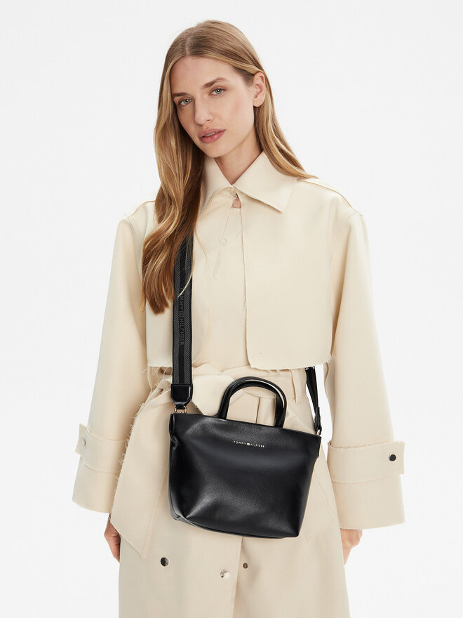 Tommy Hilfiger Ročna torba Tommy Hilfiger Th Logotape AW0AW17694 Črna