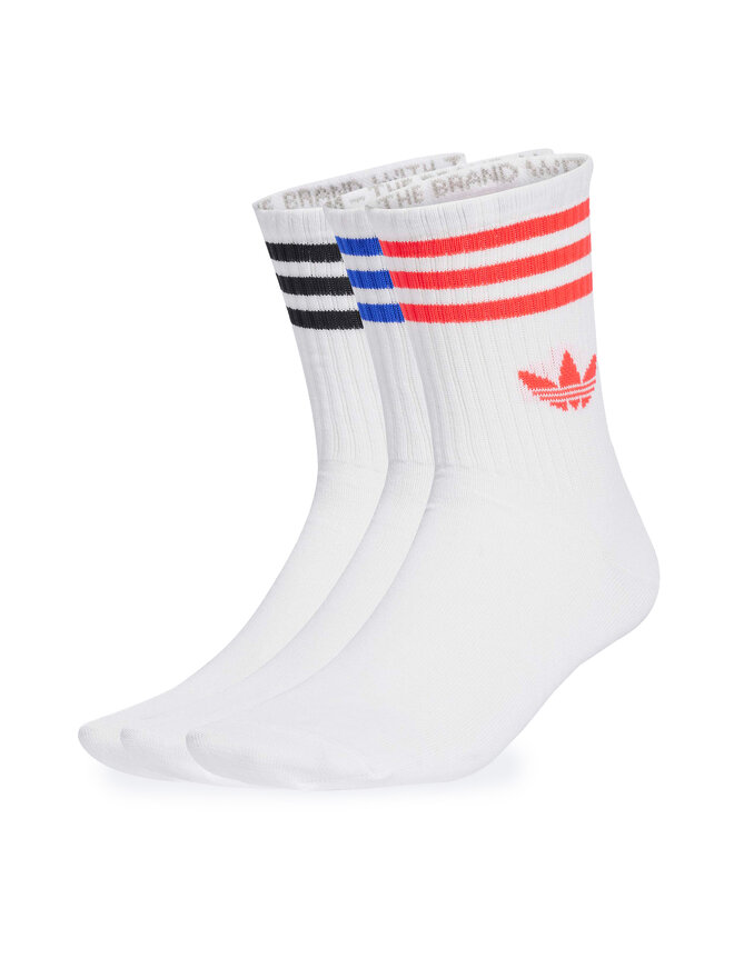 adidas Zestaw 3 par wysokich skarpet unisex adidas 3-Stripes JV7404 Kolorowy