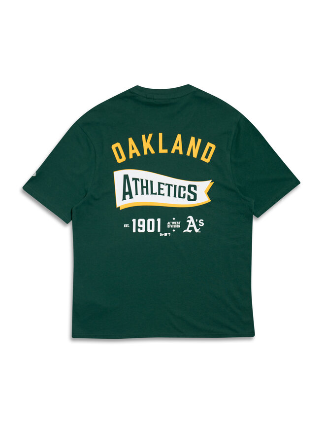 New Era New Era Marškinėliai Oakland Athletics MLB Pennant Graphic 60596214 Žalia Regular Fit