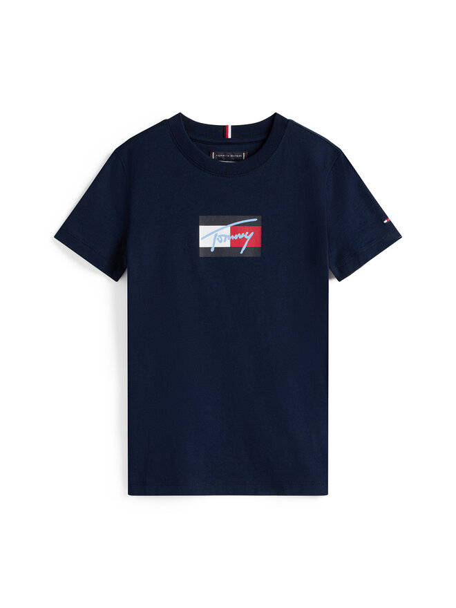 Tommy Hilfiger Tommy Hilfiger Majica Script Flag KB0KB09725 Mornarsko modra Regular Fit