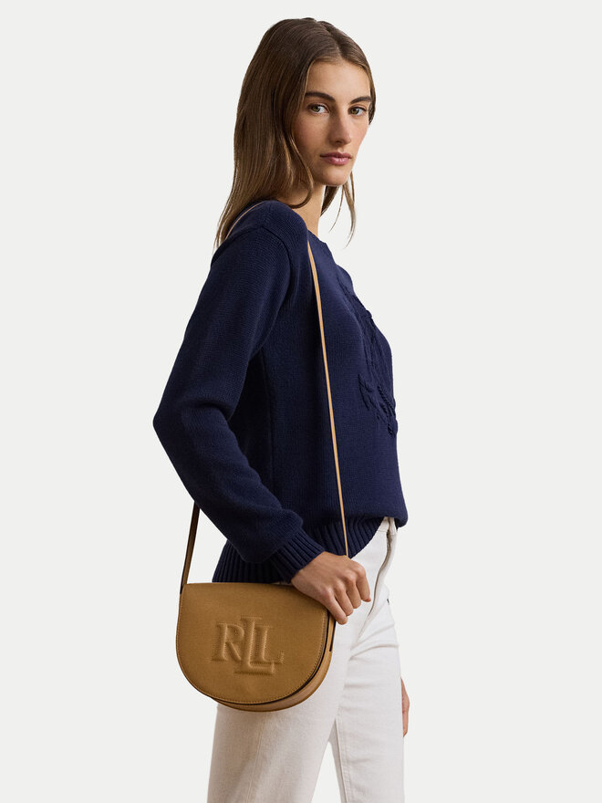 LAUREN RALPH LAUREN Ročna torba LAUREN RALPH LAUREN Witley Leather Medium Embossed Logo Crossbody Bag 431950130008 Rjava