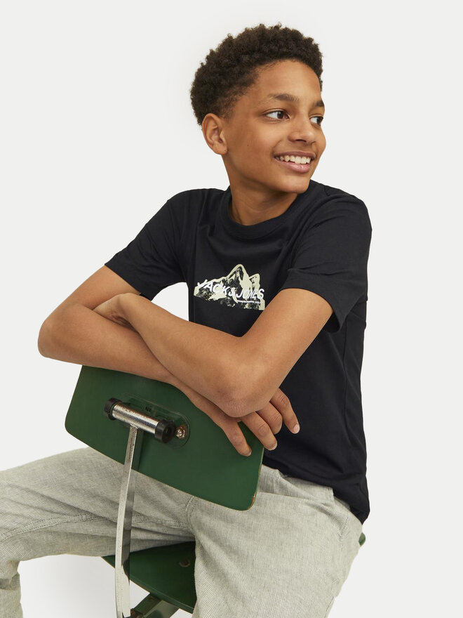Jack&Jones Junior Jack&Jones Junior Marškinėliai Mountain Logo 12263123 Juoda Standard Fit