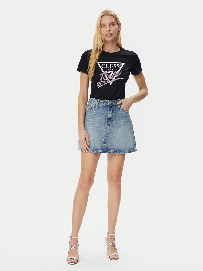 Guess Guess Marškinėliai W5GI05 I3Z14 Juoda Regular Fit