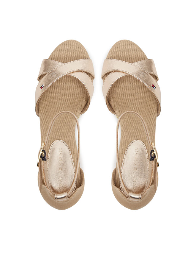 Tommy Hilfiger Sandalen Tommy Hilfiger Flag Metallic Mid Wedge Espad FW0FW08810 Beige