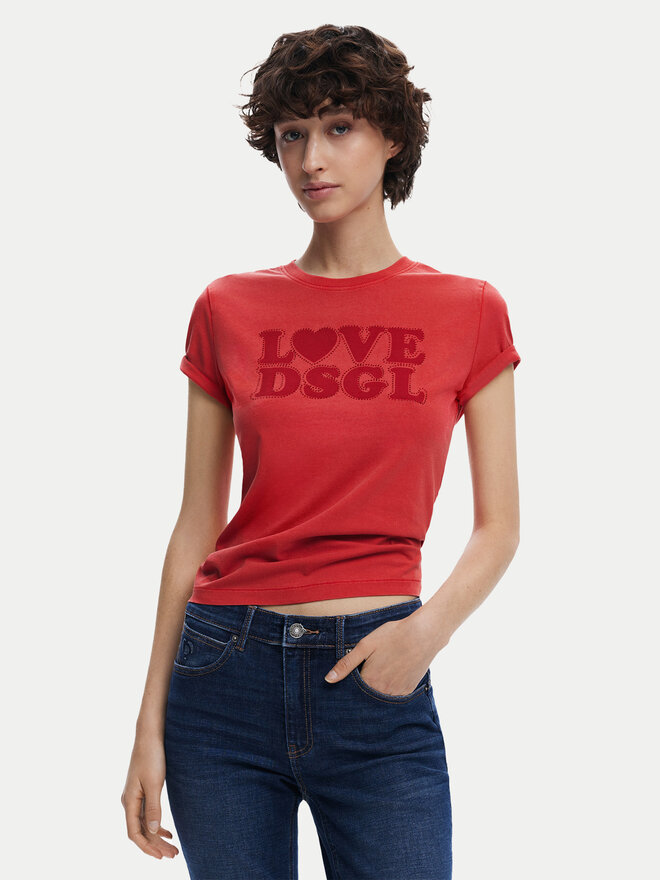 Desigual Desigual Majica Love Dsgl 25SWTK10 Rdeča Regular Fit
