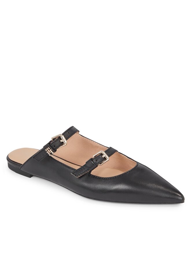 Tommy Hilfiger Natikači Tommy Hilfiger Th Pointy Leather Mule FW0FW07722 Črna