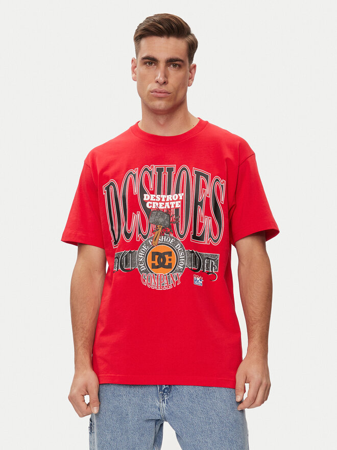 DC DC Marškinėliai Shy Town Hss ADYZT05345 Raudona Regular Fit