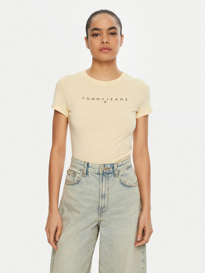 Tommy Jeans Tommy Jeans Camiseta Linear DW0DW18398 Amarillo Slim Fit