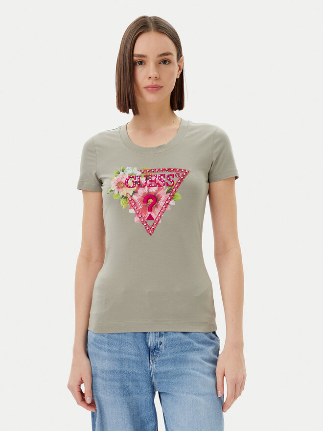 Guess Guess Marškinėliai W5GI10 J1314 Žalia Slim Fit