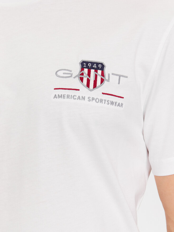Gant Gant Marškinėliai Reg Archive Shield Emb Ss 2067004 Balta Regular Fit