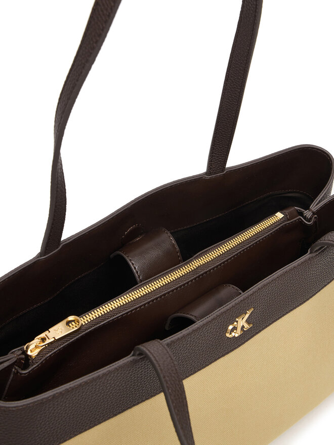 Calvin Klein Handtasche Calvin Klein Ck Canvas Medium Tote LV04F3503G Beige