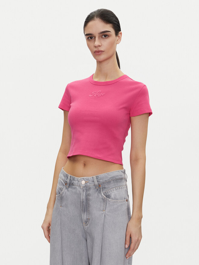 HUGO HUGO Camiseta Delanor_2 50539132 Rosa Cropped Fit