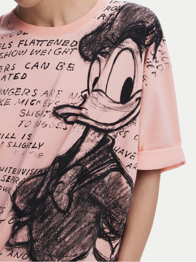 Desigual Desigual Marškinėliai Donald 25SWTKAH Rožinė Loose Fit