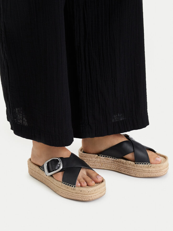 Calvin Klein Espadrilles Calvin Klein Flatf Espadrill Cross Lth Hdw HW0HW02892 Schwarz