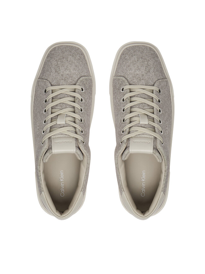 Calvin Klein Снікерcи Calvin Klein Flatform Cup Lace Up W/Ml Felt HW0HW02325 Сірий