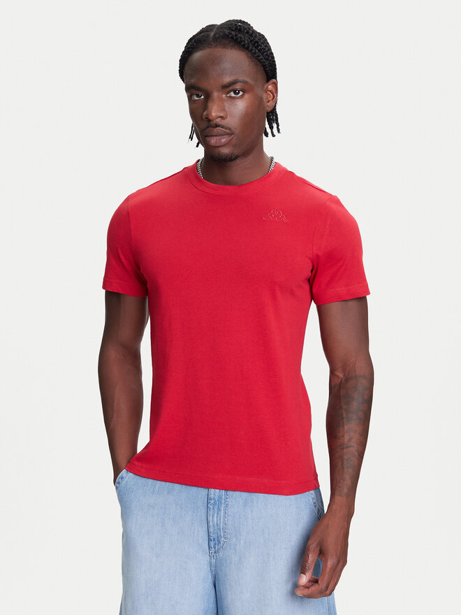 Kappa Kappa T-Shirt Logo Korpo Cafers 304J150 Dunkelrot Slim Fit