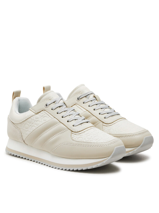Calvin Klein Sneakersy Calvin Klein Runner Lace Up Saff Mono HW0HW02102 Béžová