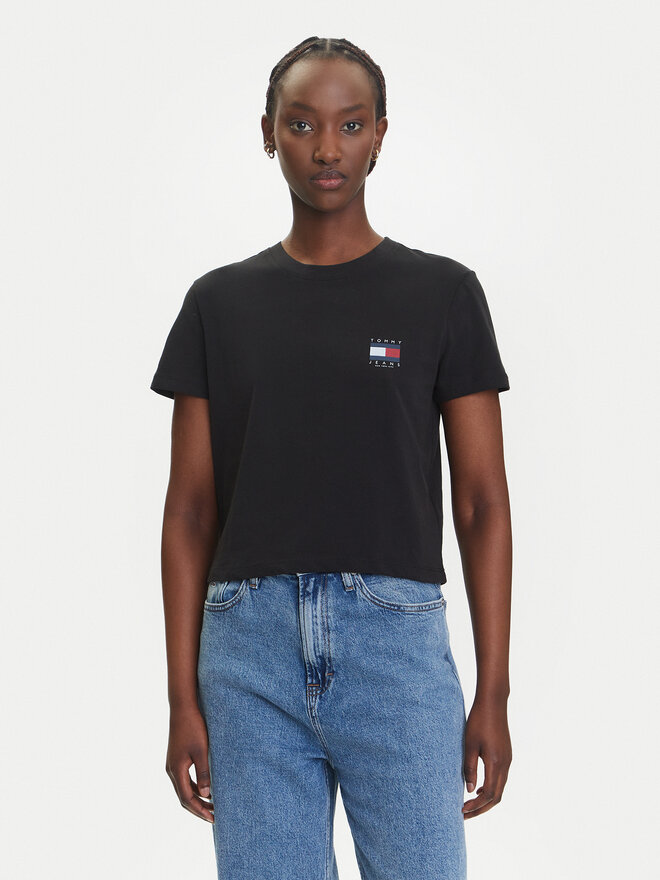 Tommy Jeans Tommy Jeans Marškinėliai Flag DW0DW21423 Juoda Regular Fit