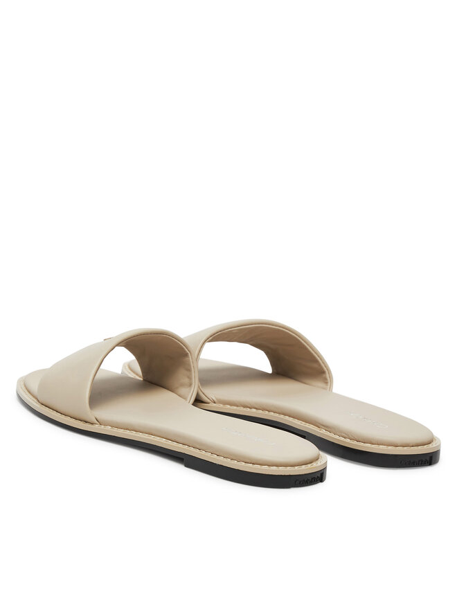 Calvin Klein Παντόφλες Calvin Klein Flat Sandal Square Hf Lth HW0HW02652 Μπεζ