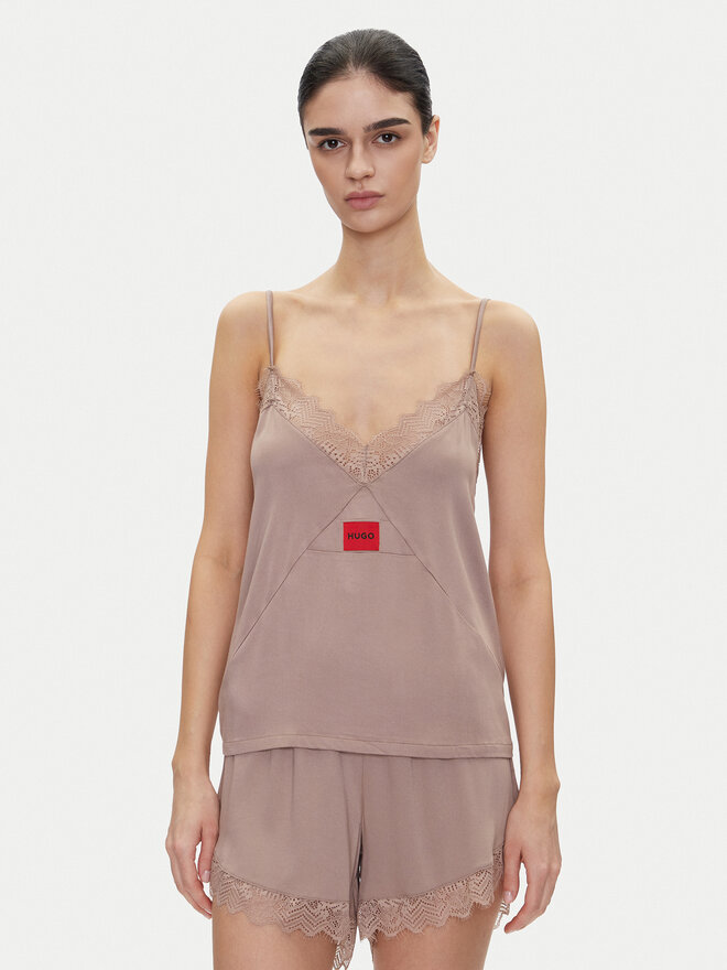 HUGO HUGO Pižamos marškinėliai Red Label Lace_Cami 50531653 Ruda Regular Fit