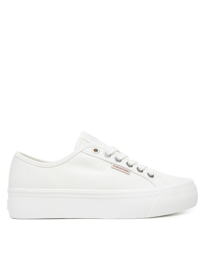 Calvin Klein Jeans Tenisice Calvin Klein Jeans Vulc Flatform Ctn Logo Tag YW0YW01838 Bijela