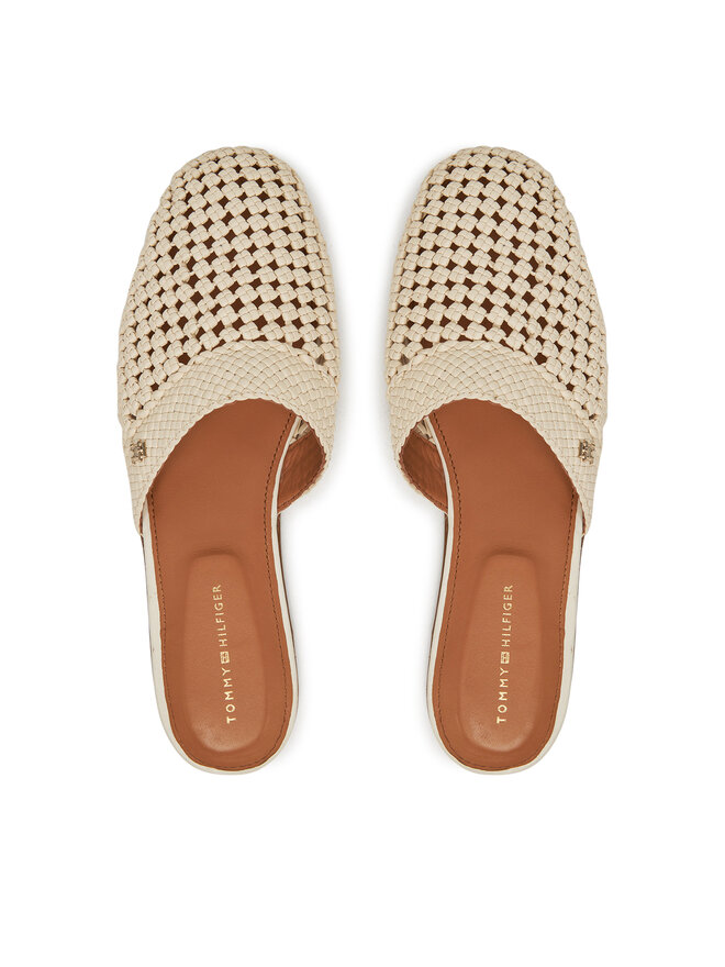 Tommy Hilfiger Pantoletten Tommy Hilfiger Crochet Mule FW0FW08413 Écru