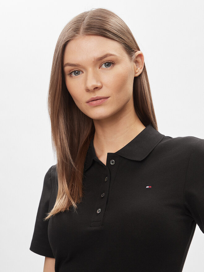Tommy Hilfiger Tommy Hilfiger Pólóing 1985 WW0WW42047 Fekete Slim Fit