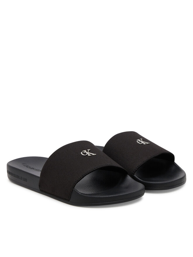 Calvin Klein Jeans Natikače Calvin Klein Jeans Slide Monogram Hardware YW0YW01713 Crna
