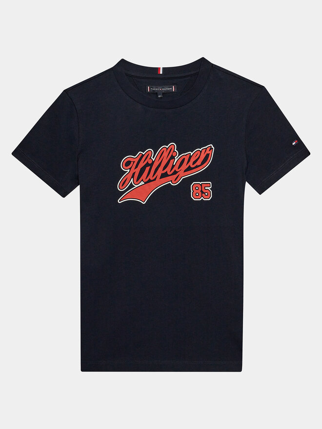 Tommy Hilfiger Tommy Hilfiger Majica Hilfiger Script Tee S/S KB0KB08679 Modra Regular Fit