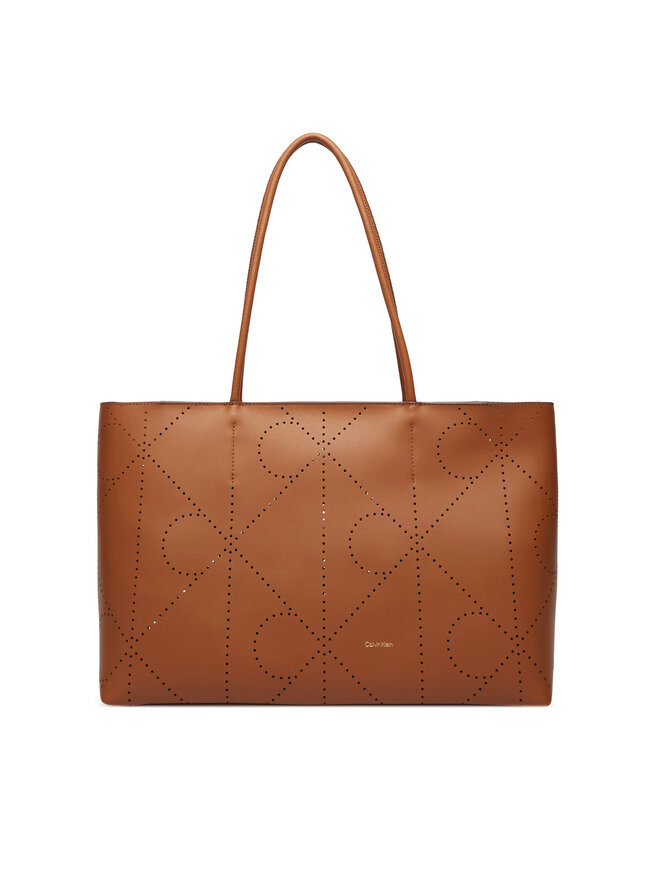 Calvin Klein Handtasche Calvin Klein Emblem Aop Perfor Lthr Tote LV04F3359G Braun
