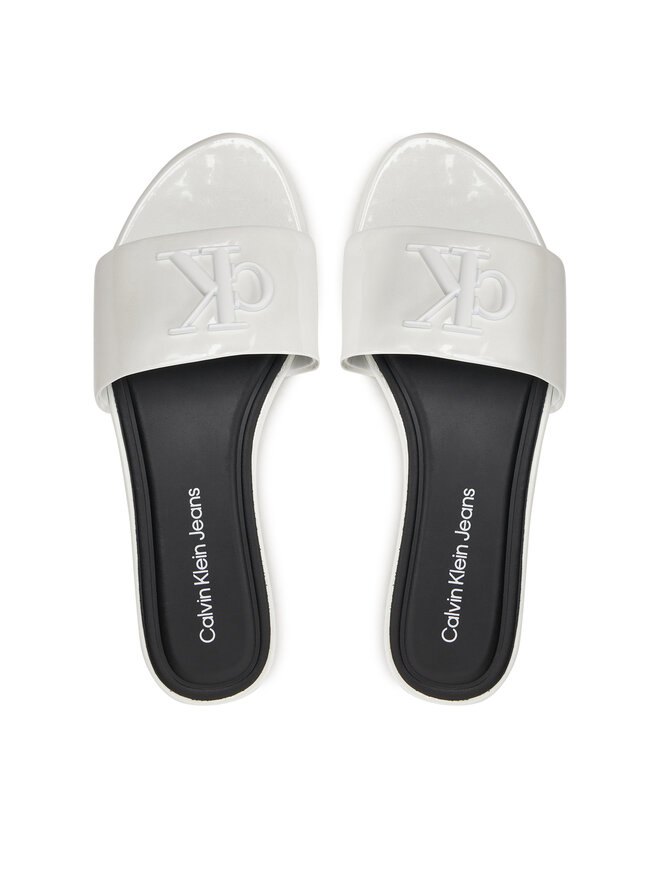Calvin Klein Jeans Papucs Calvin Klein Jeans Flat Sandal Slide Mg Met YW0YW01348 Fehér