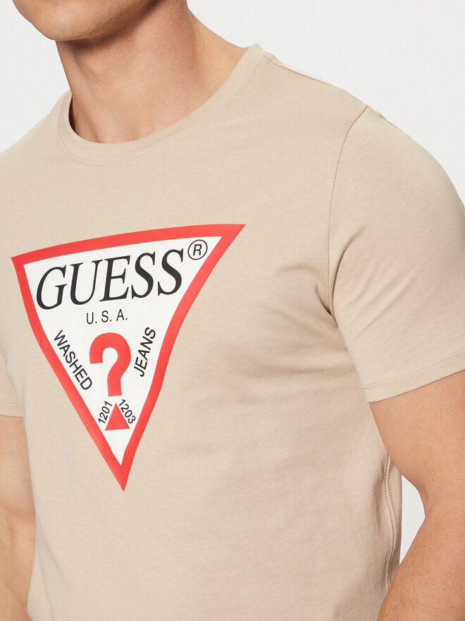 Guess Guess Marškinėliai M2YI71 I3Z14 Smėlio Slim Fit