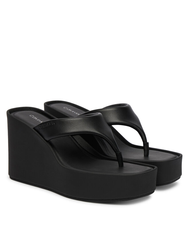 Calvin Klein Zehentrenner Calvin Klein Wedge 70 Sndl Thong Lth HW0HW02880 Schwarz
