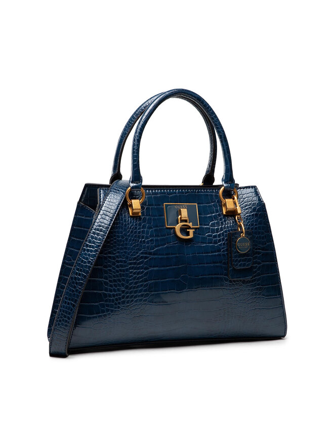 $ GUESS チェック柄 ハンドバッグ ネイビー Torebka Guess Stephi Girlfriend Satchel HWCB78 75070