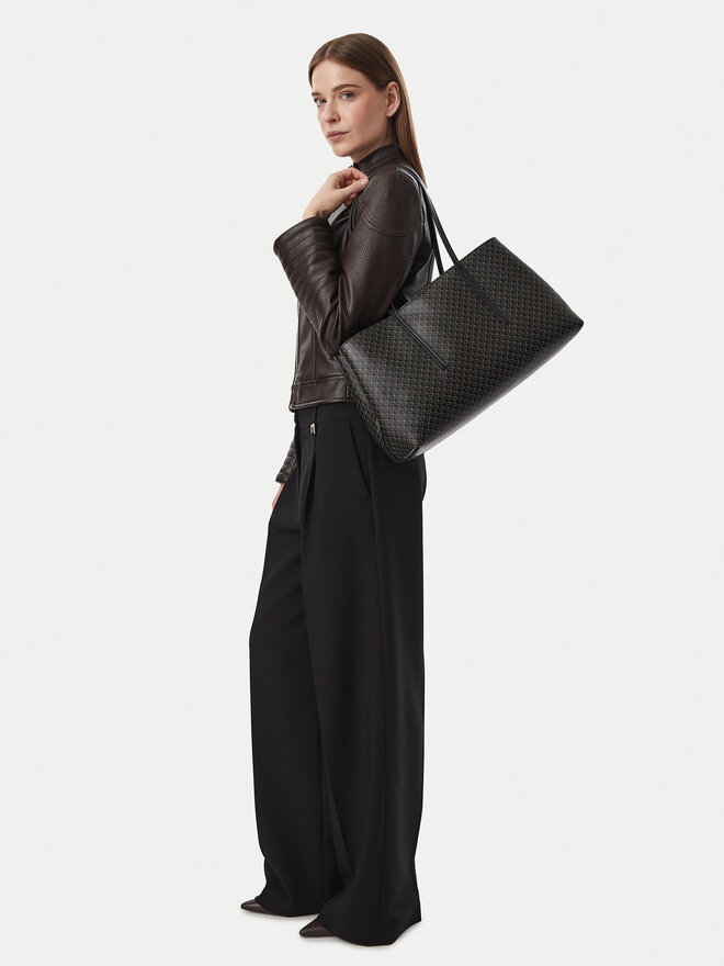 Calvin Klein Handtasche Calvin Klein Emblem Aop Medium Work Tote LV04F3786G Schwarz