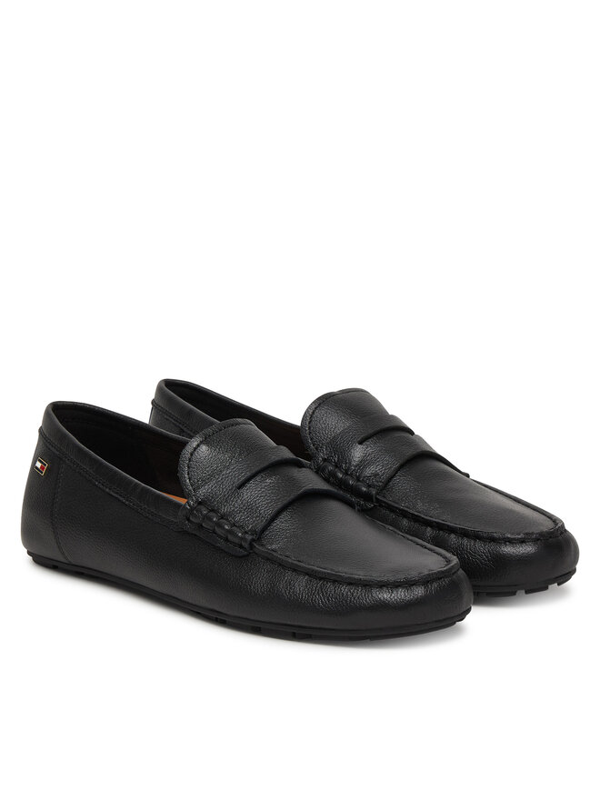 Tommy Hilfiger Mokassins Tommy Hilfiger Flag Leather Driver Loafer FW0FW09350 Schwarz