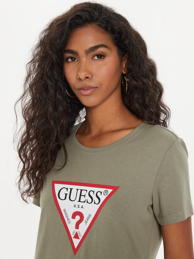 Guess Guess Marškinėliai W1YI1B I3Z14 Žalia Regular Fit