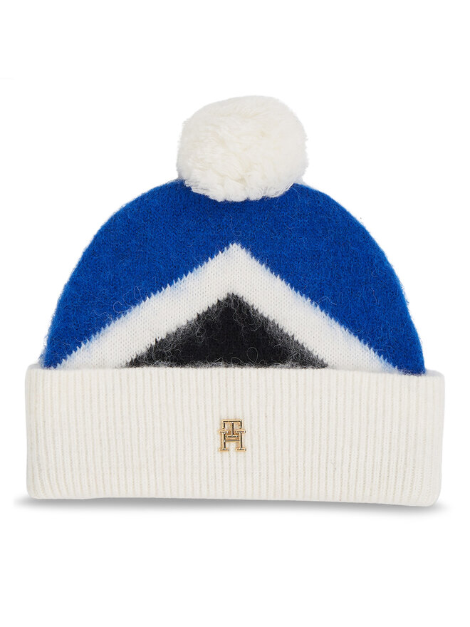 Tommy Hilfiger Čepice Tommy Hilfiger Th Evening Pompom Beanie Argyle AW0AW15305 Modrá