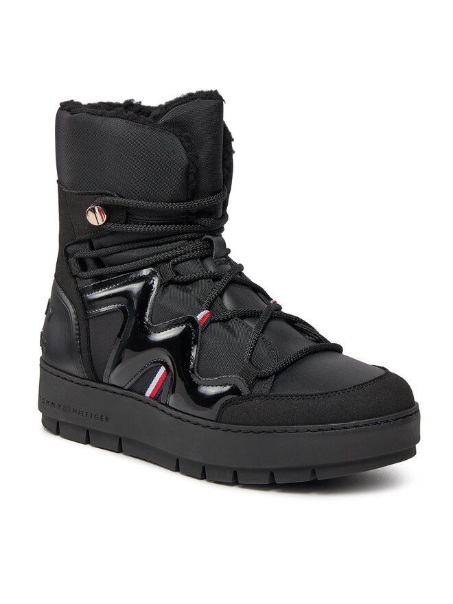 Tommy Hilfiger Schneeschuhe Tommy Hilfiger Patent Snowboot FW0FW07852 Schwarz