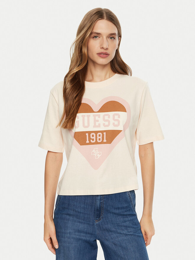 Guess Guess Camiseta V5RI01 I3Z14 Écru Regular Fit