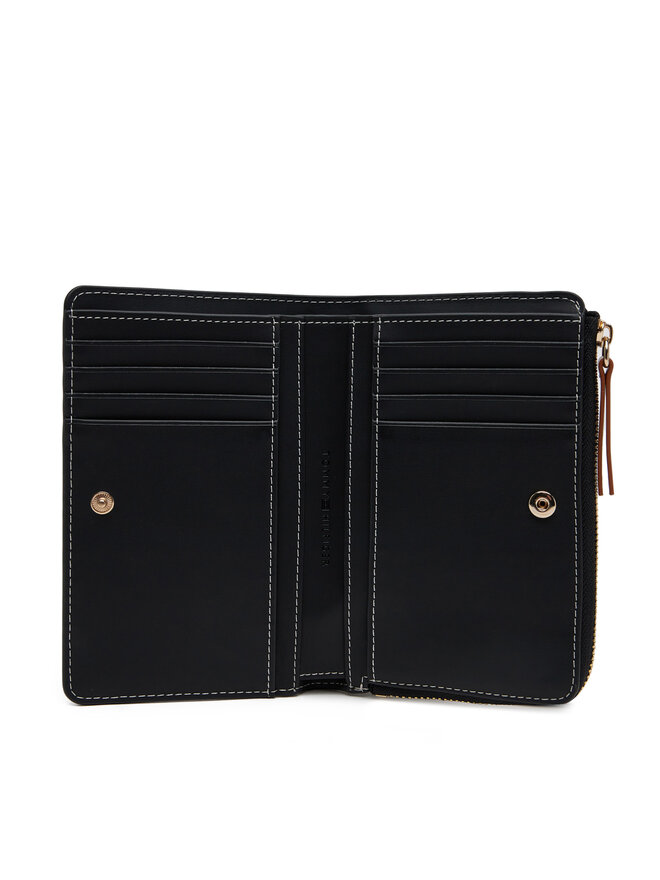 Tommy Hilfiger Velká dámská peněženka Tommy Hilfiger Th Monoplay Leather Med 7 Wallet AW0AW17417 Černá