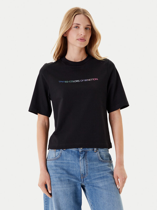 United Colors Of Benetton United Colors Of Benetton T-Shirt 3BL0D109D Μαύρο Relaxed Fit