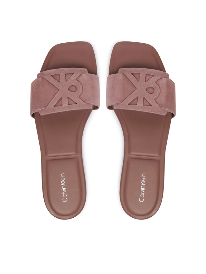 Calvin Klein Pantoletten Calvin Klein Square Flat Sndl Embl Suede HW0HW03055 Rosa