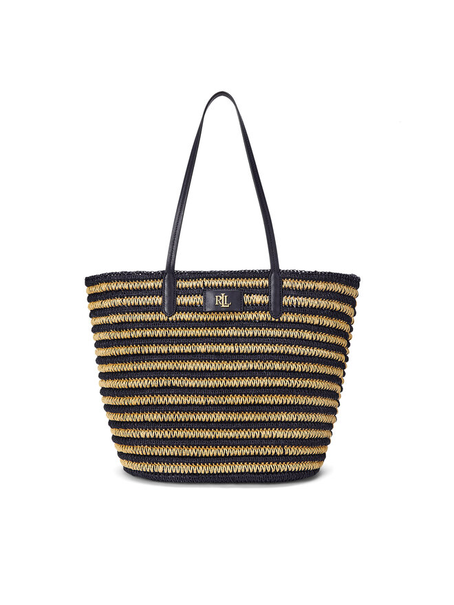 LAUREN RALPH LAUREN Torebka LAUREN RALPH LAUREN Brie Striped Straw Large Tote Bag 431959019002 Granatowy
