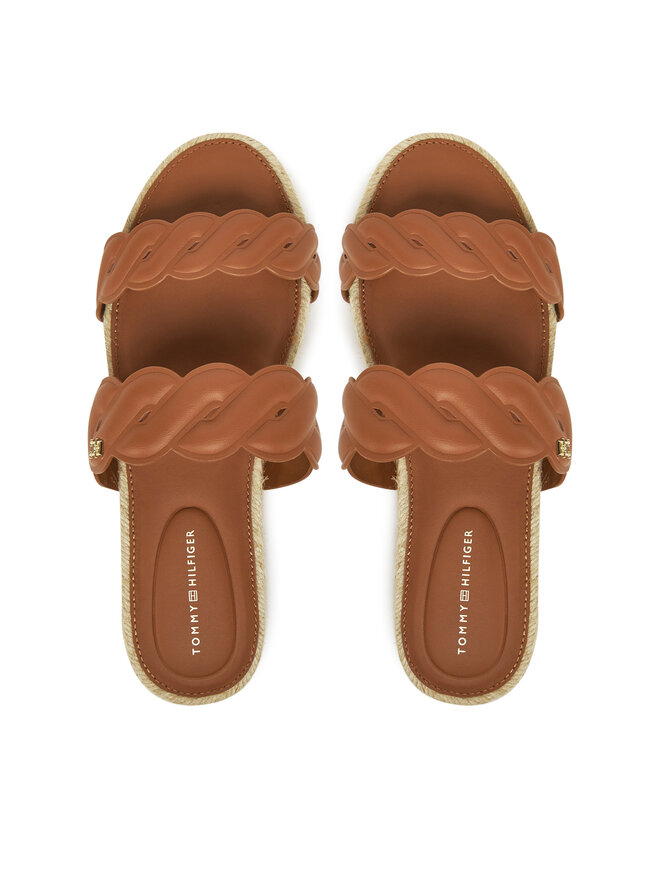 Tommy Hilfiger Espadrilky Tommy Hilfiger Leather Rope Espadrille Mule FW0FW08503 Hnědá
