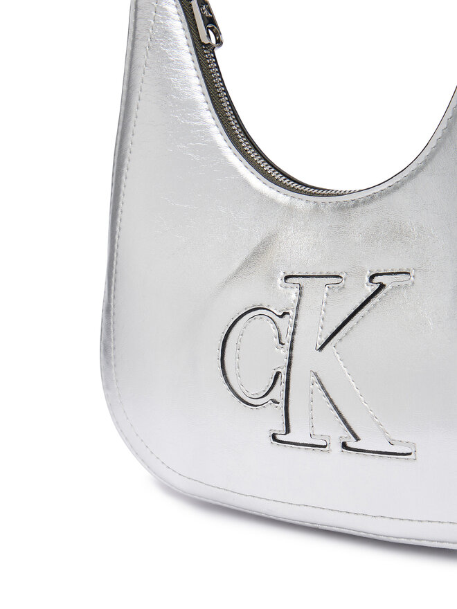 Calvin Klein Handtasche Calvin Klein Bold Ck Outline Mtl Shoulder Bag LV04F3897G Silberfarben