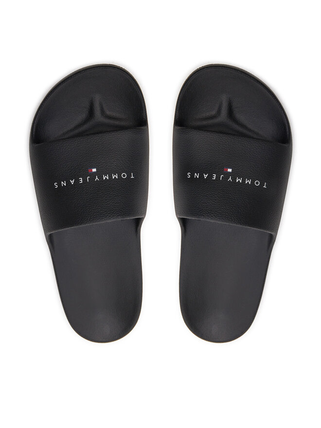 Tommy Jeans Klapki Tommy Jeans Tjw Printed Pu Pool Slide EN0EN02693 Czarny